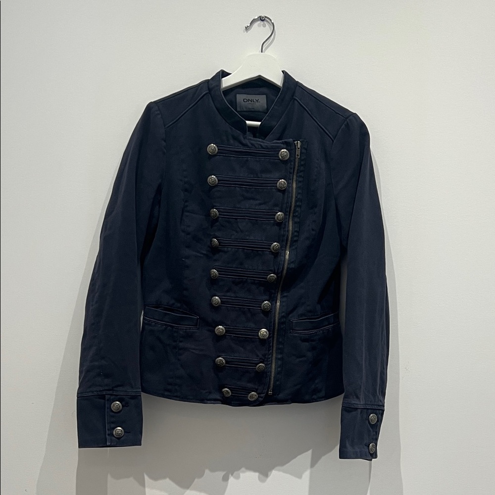 ONLY Navy Military-Style Double-Breasted Button Jacket